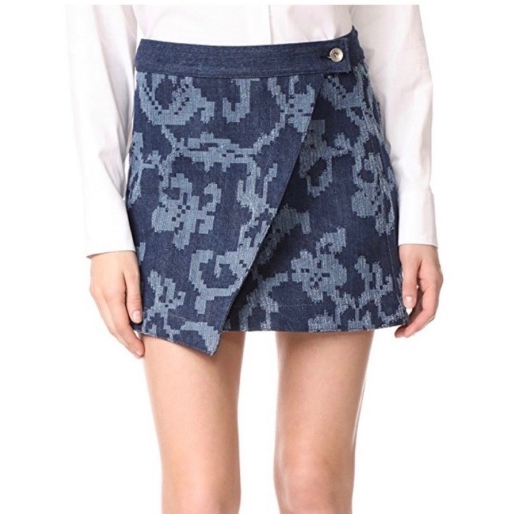 rag & bone Marina Jacquard Tapestry Denim Mini Skirt Blue 0